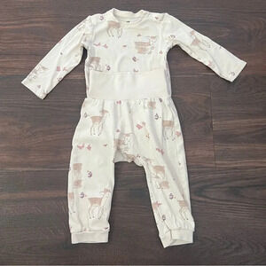 H&M unisex baby 9 months cream dear two piece outfit set